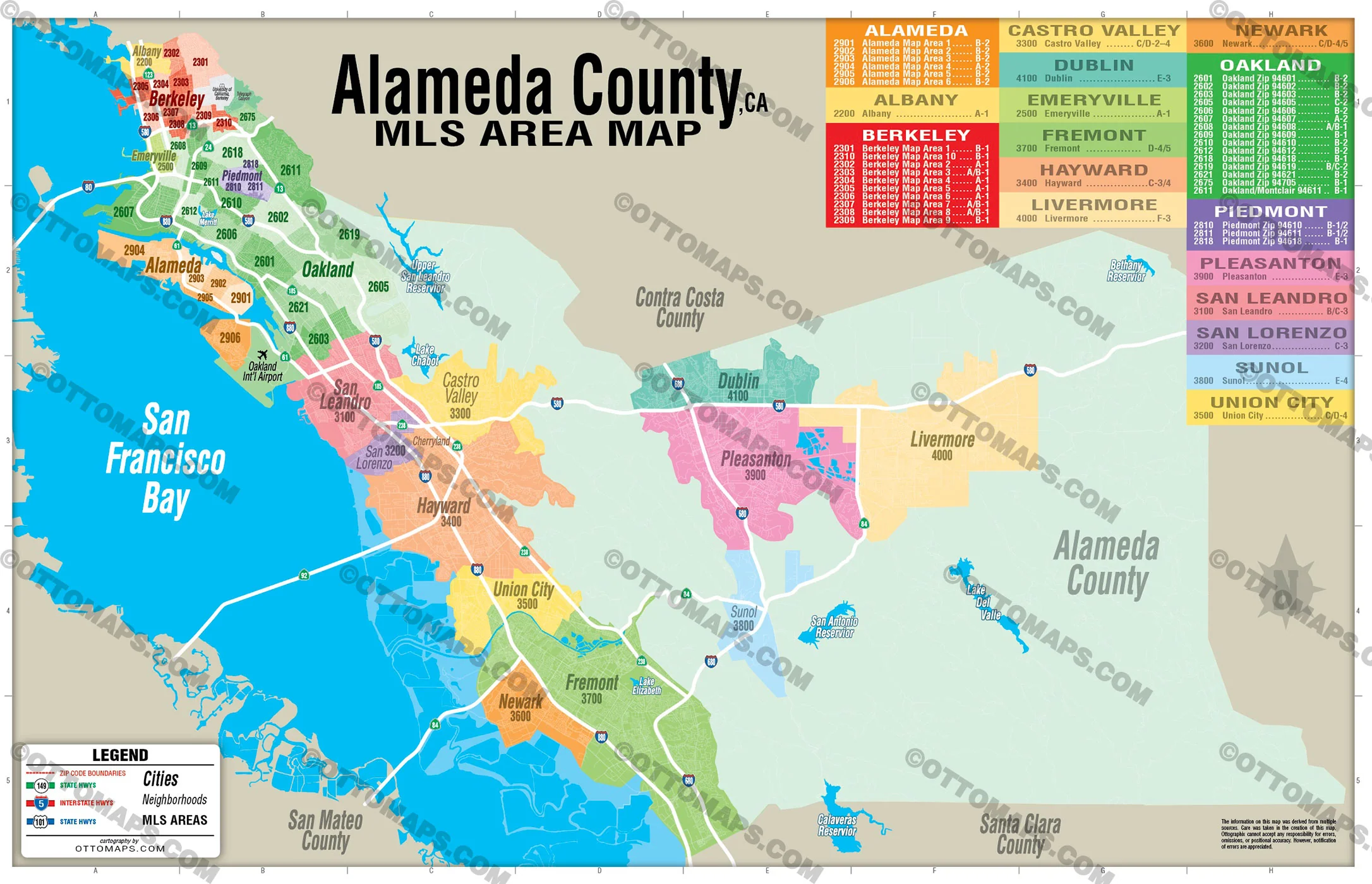 Alameda County MLS Area Map - California - FILES - PDF and AI, editable, vector, royalty free - Image 3