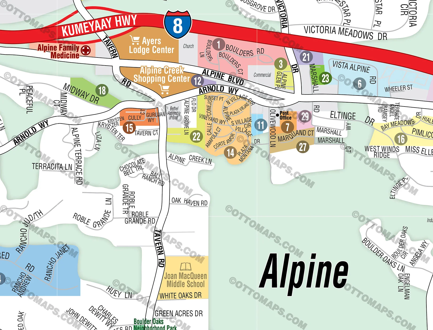 Alpine Map, San Diego County, CA - FILES - PDF and AI Files, editable, vector, royalty free - Image 2