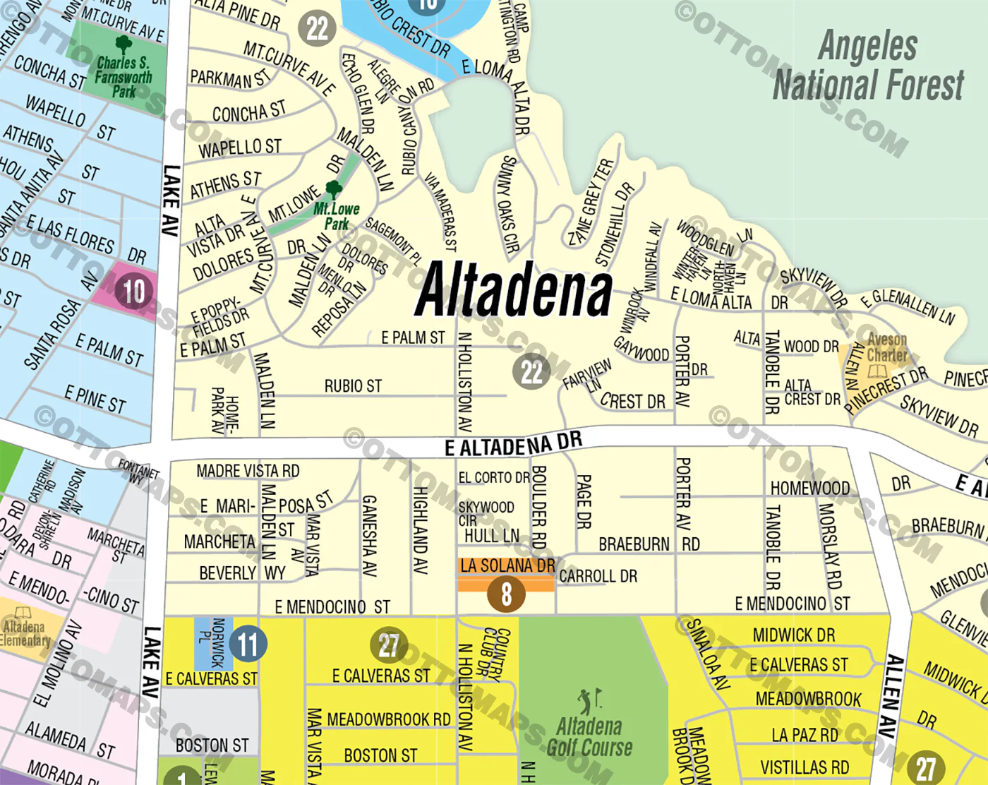 Altadena Map, LA County, CA - FILES - PDF and AI Files, editable, vector, royalty free - Image 2