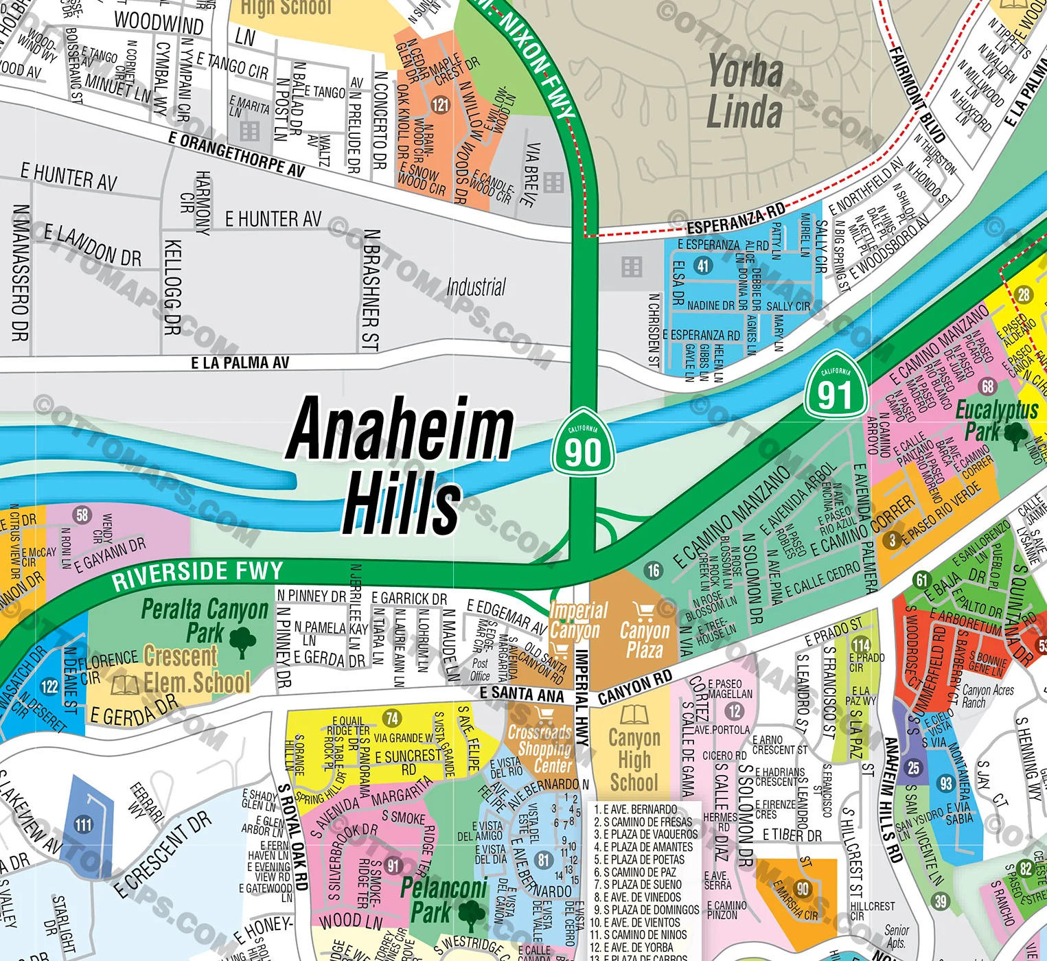 Anaheim Hills Map, Orange County, CA - FILES - PDF and AI Files, editable, vector, royalty free - Image 2