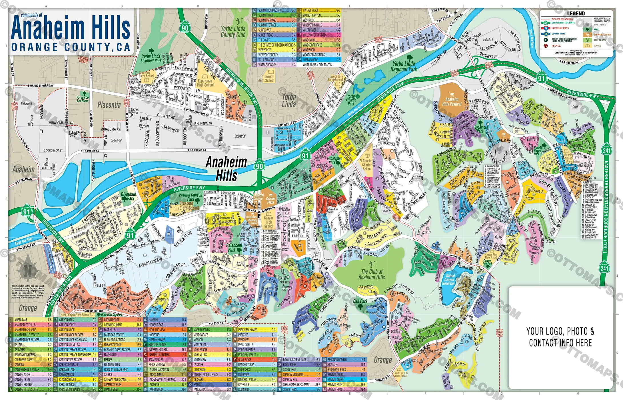 Anaheim Hills Map, Orange County, CA - FILES - PDF and AI Files, editable, vector, royalty free - Image 3