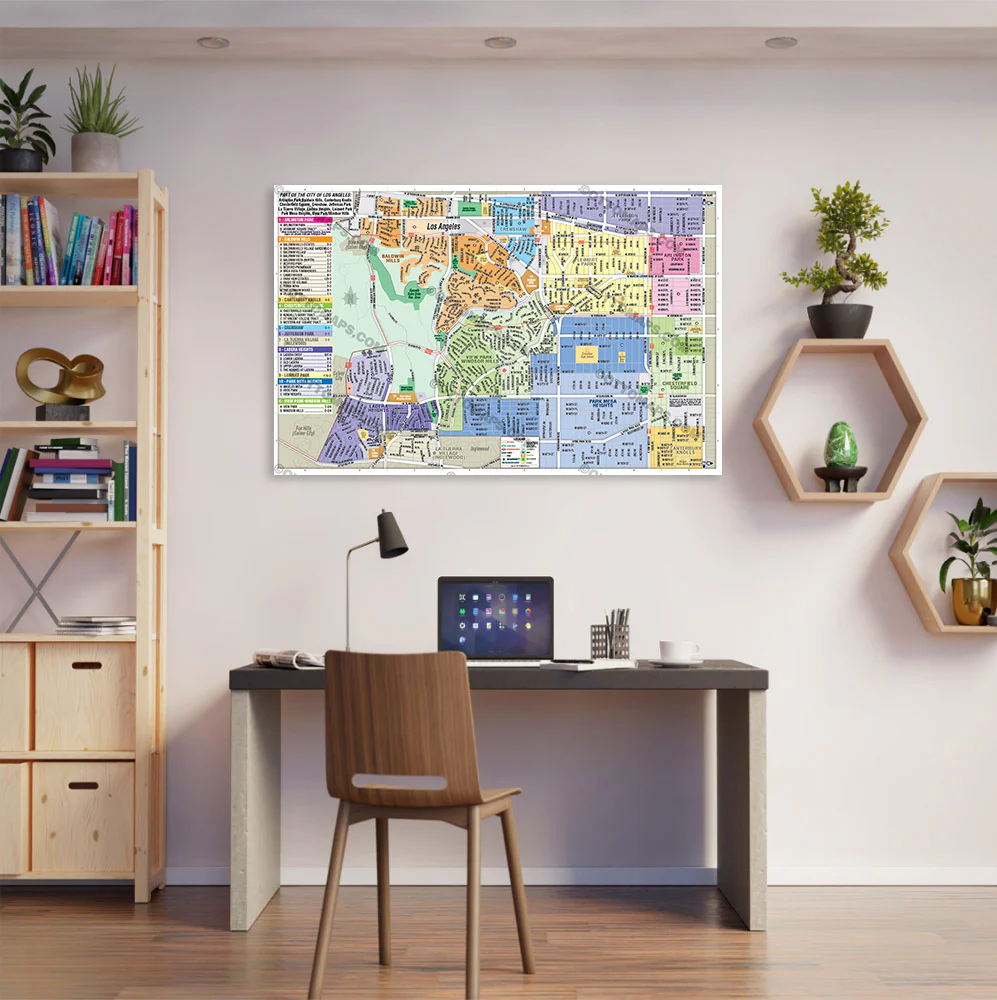 Arlington Park, Baldwin Hills, Chesterfield Square, Crenshaw, Jefferson Park, Ladera Heights, Leimert Park, Park Mesa Heights and View Park-Windsor Hills Map, Los Angeles County, CA - POSTER PRINTS