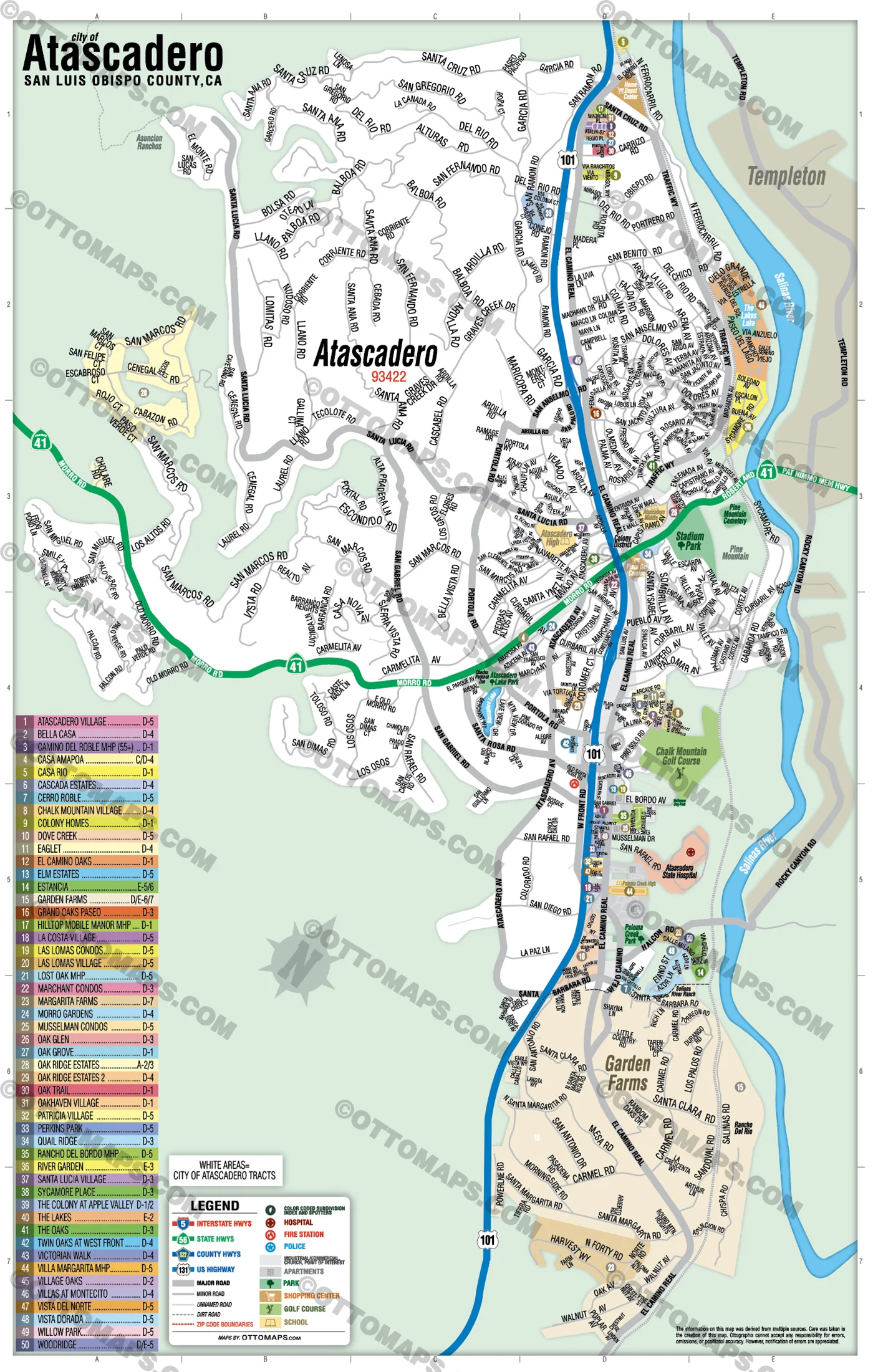 Atascadero Map, San Luis Obispo County, CA - FILES - PDF and AI, editable, vector, royalty free - Image 2
