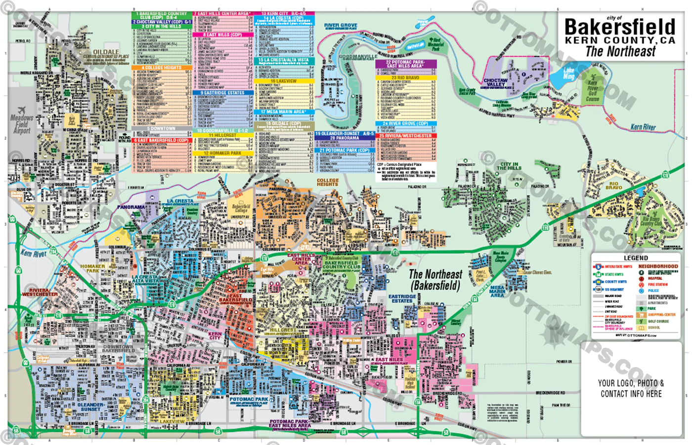 Bakersfield Map, The Northeast - Kern County, CA - FILES - PDF and AI Files, editable, vector, royalty free - Image 3