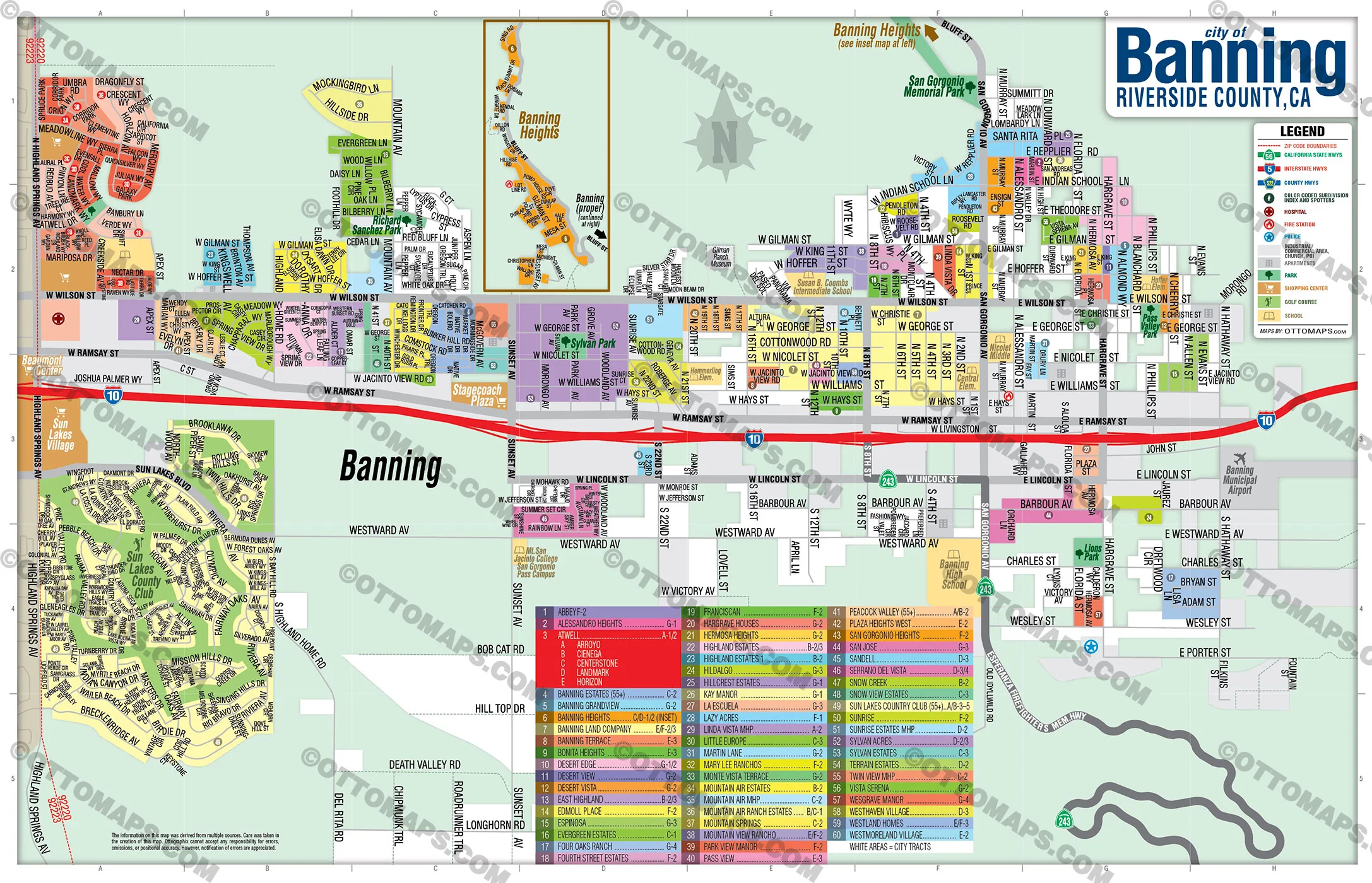 Banning Map, Riverside County, CA - FILES - PDF and AI, editable, vector, royalty free - Image 3