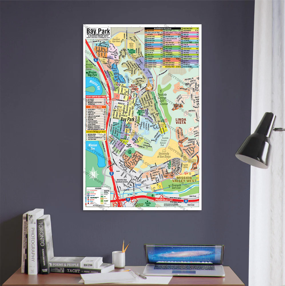 Bay Park Map, San Diego, CA - POSTER PRINTS - Image 2