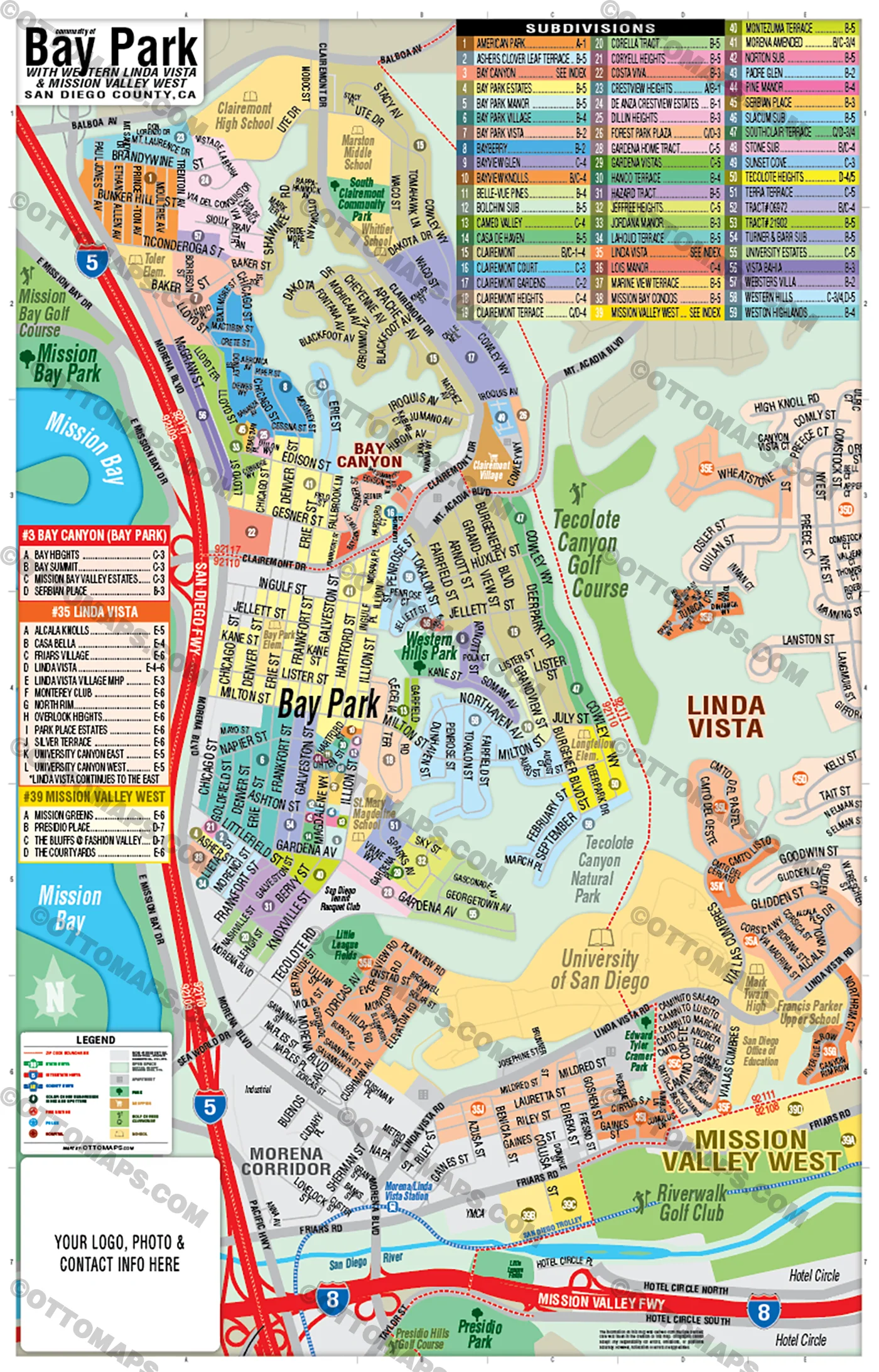 Bay Park Map, San Diego, CA - FILES - PDF and AI Files, editable, vector, royalty free - Image 3