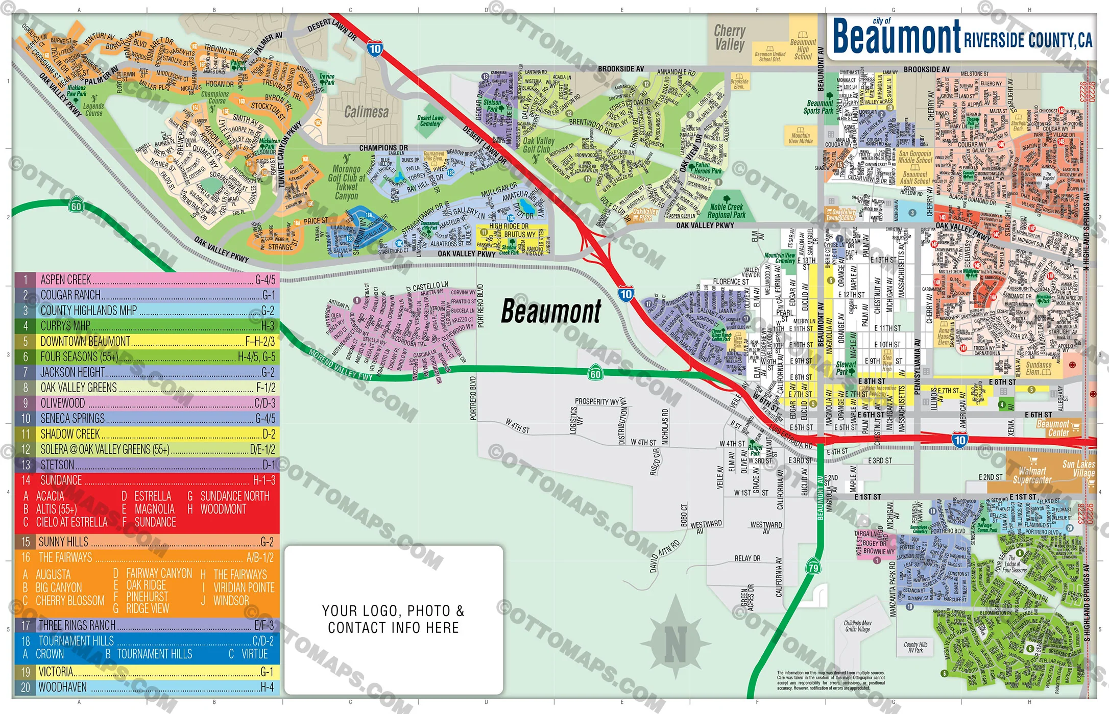 Beaumont Map, Riverside County, CA - FILES - PDF and AI, editable, vector, royalty free - Image 3