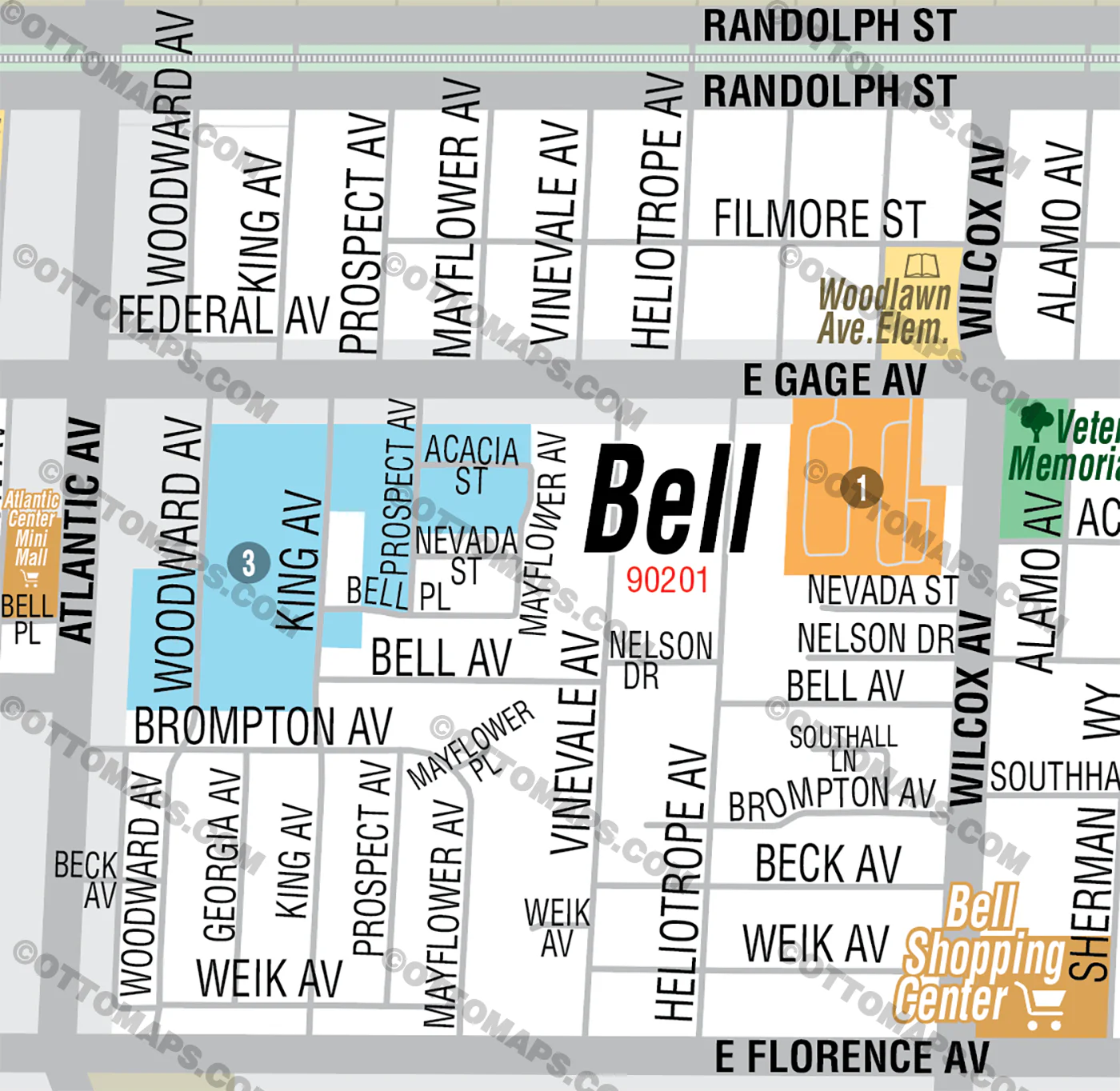 Bell Map, Los Angeles County, CA - FILES - PDF and AI, editable, vector, royalty free - Image 2