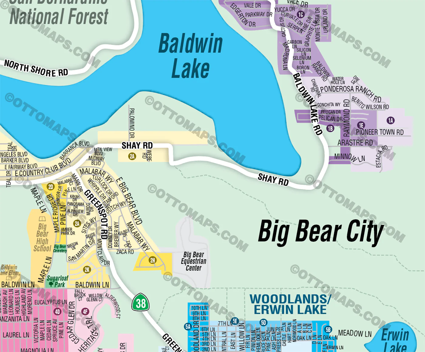 Big Bear City Map, San Bernardino County, CA - FILES - PDF and AI Files, editable, vector, royalty free - Image 2