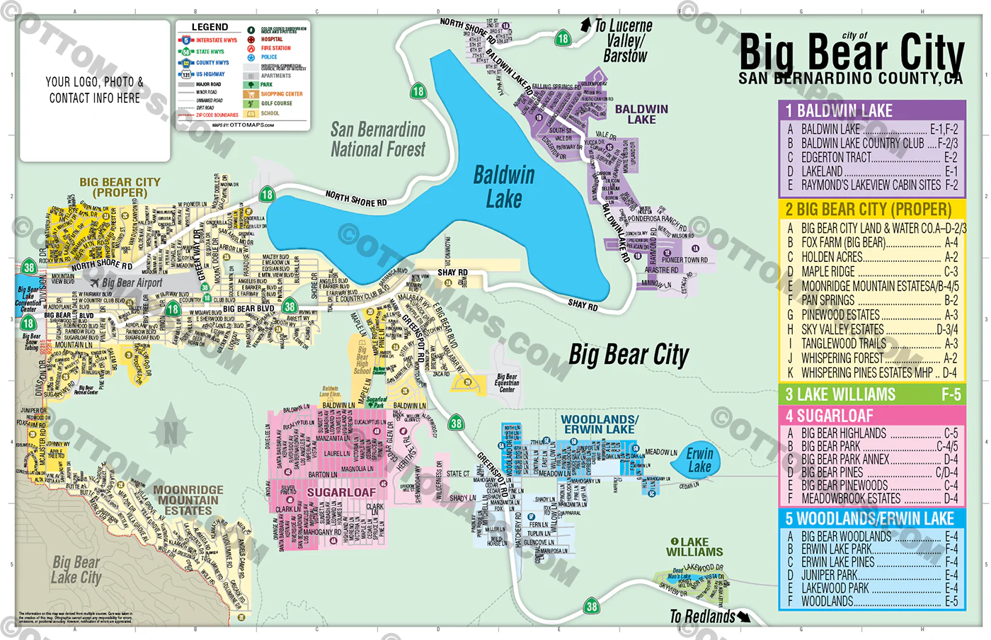 Big Bear City Map, San Bernardino County, CA - FILES - PDF and AI Files, editable, vector, royalty free - Image 3