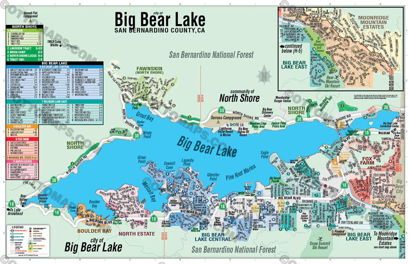 Big Bear Lake Map, San Bernardino County, CA - POSTER PRINTS - Image 2