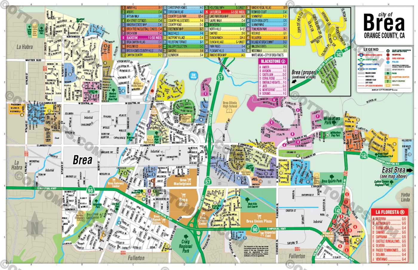 Brea Map, Orange County, CA - POSTER PRINTS - Image 2