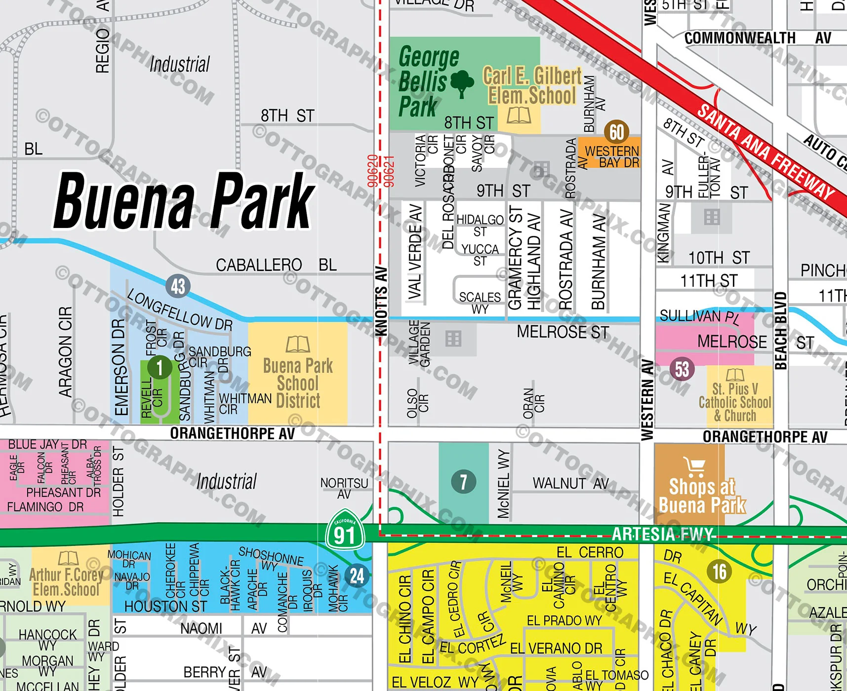 Buena Park Map, Orange County, CA - FILES - PDF and AI, editable, vector, royalty free - Image 2