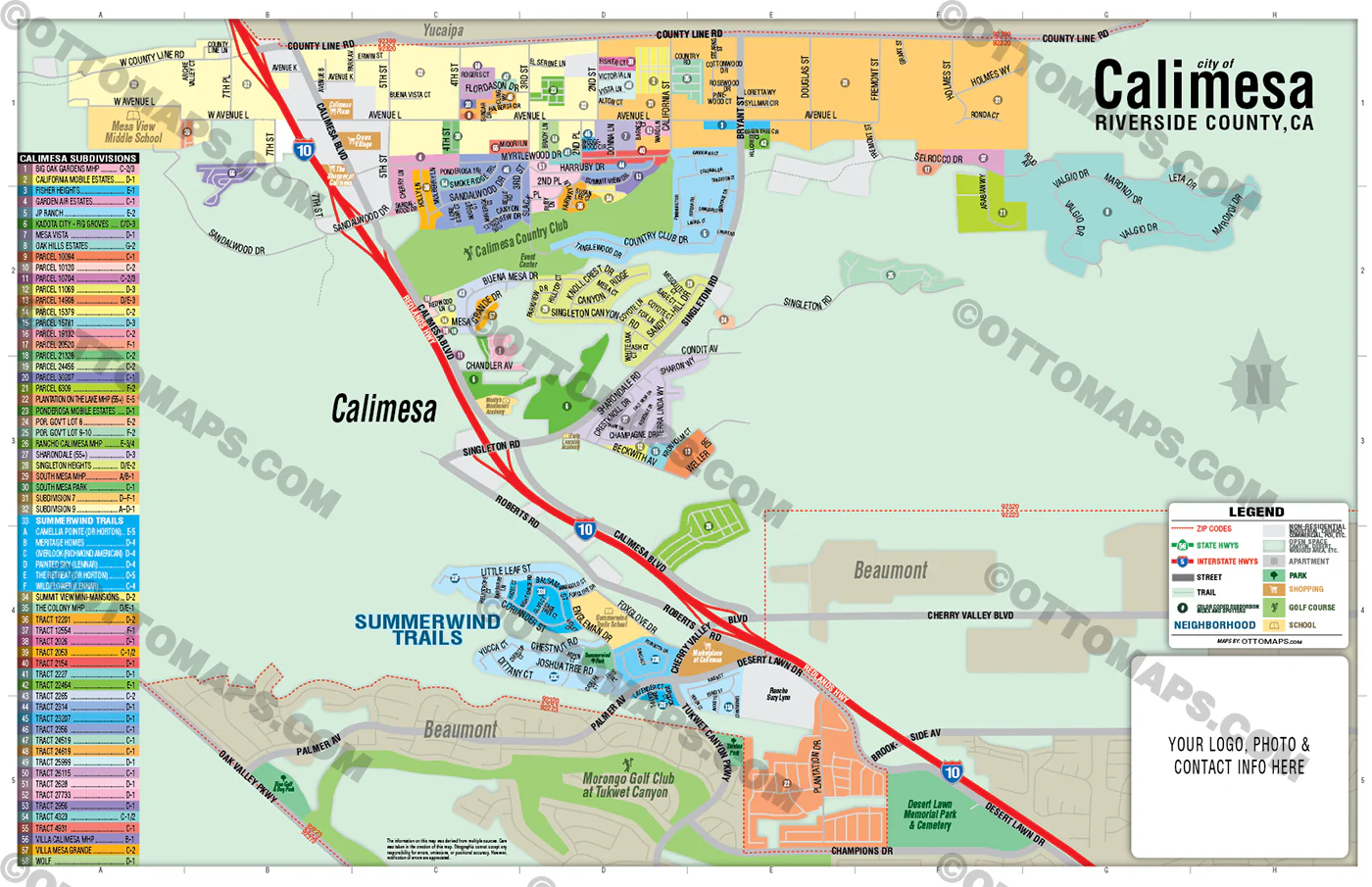 Calimesa Map, Riverside County, CA - FILES - PDF and AI, editable, vector, royalty free - Image 3