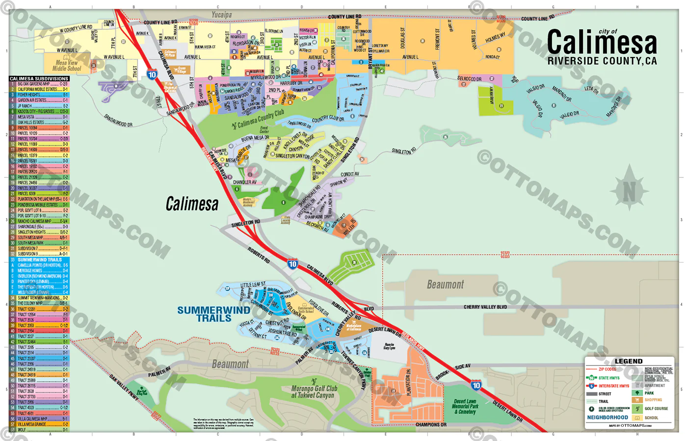 Calimesa Map, Riverside County, CA - POSTER PRINTS - Image 2