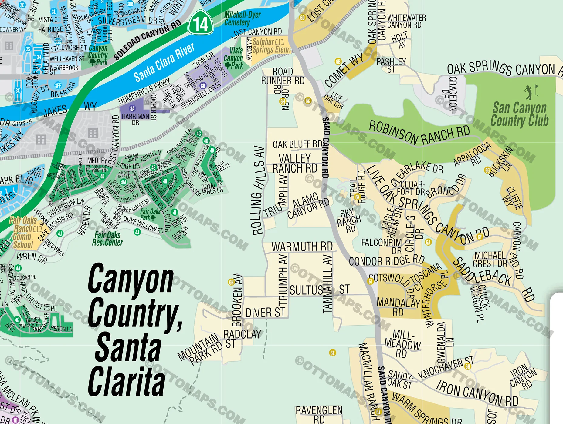 Canyon Country Map, Santa Clarita, CA - FILES - PDF and AI, editable, vector, royalty free - Image 2