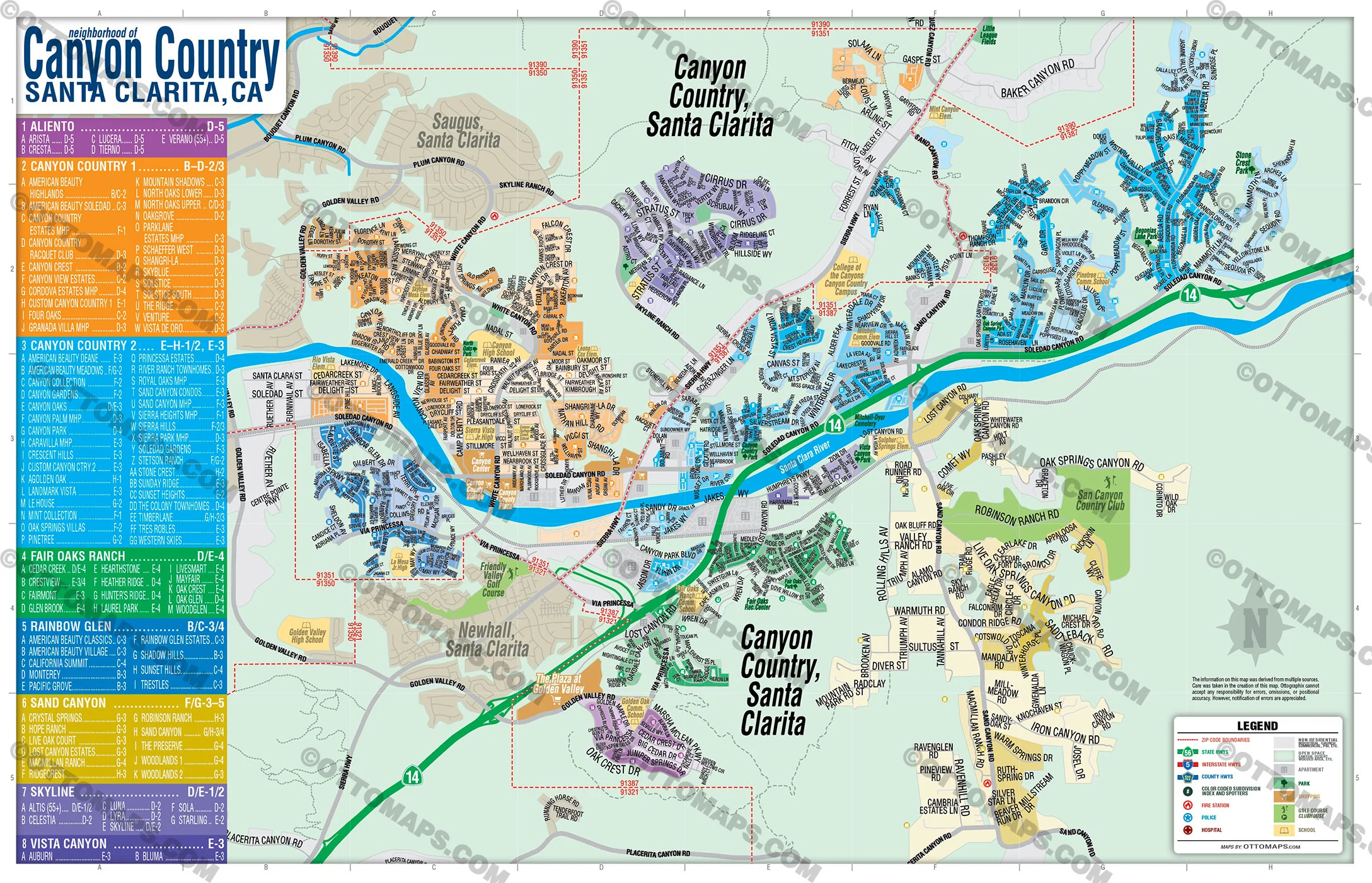Canyon Country Map, Santa Clarita, CA - FILES - PDF and AI, editable, vector, royalty free - Image 3