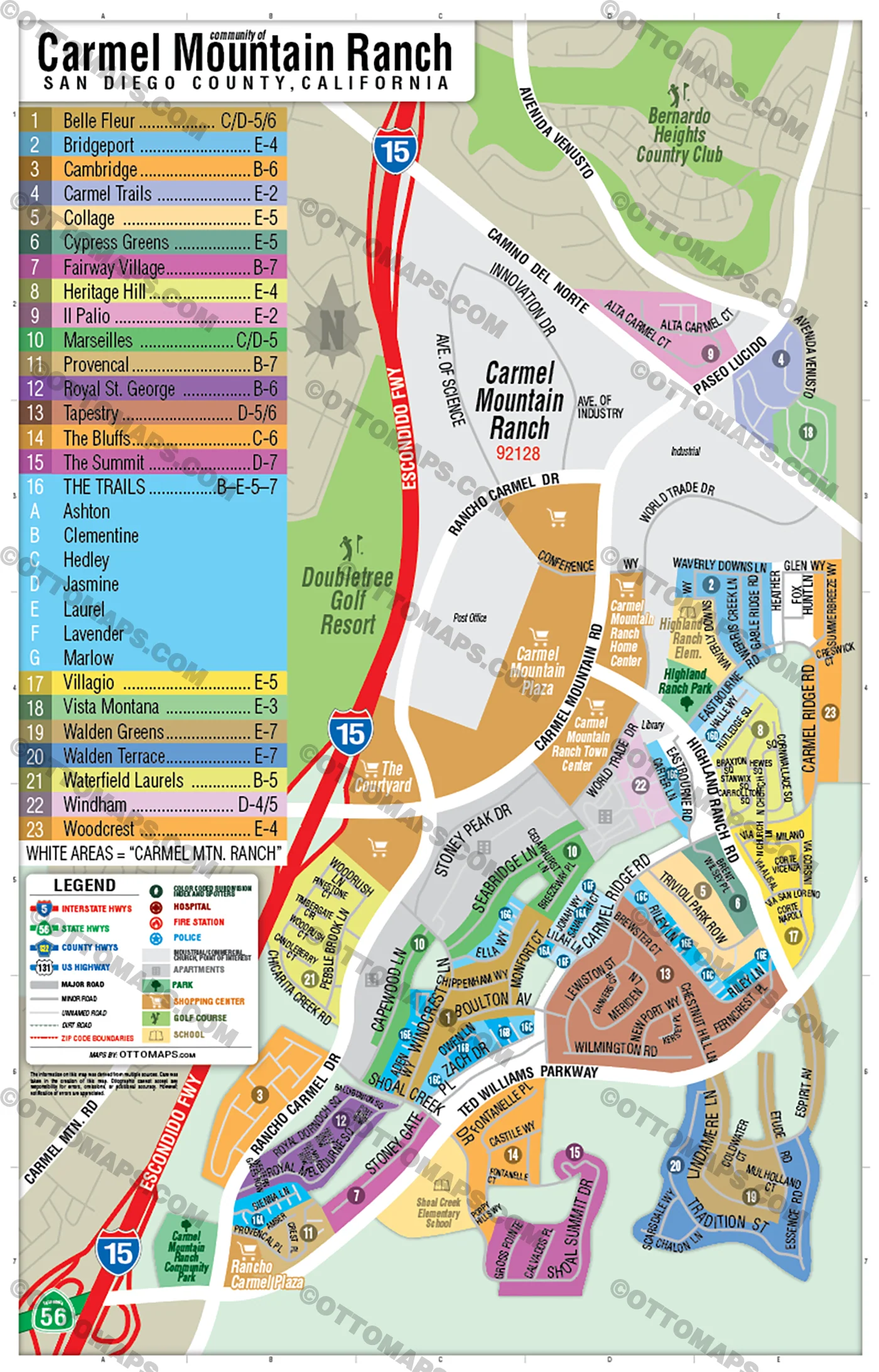 Carmel Mountain Ranch Map, San Diego, CA - POSTER PRINTS