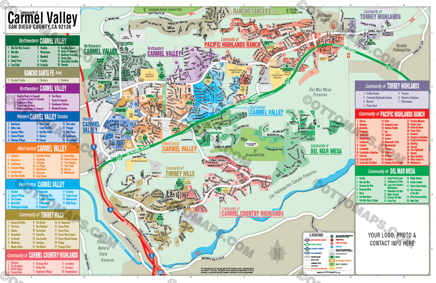 Carmel Valley Map, San Diego County, CA - FILES - PDF and AI Files, editable, vector, royalty free