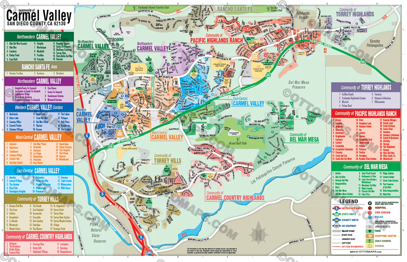 Carmel Valley Map, San Diego County, CA - FILES - PDF and AI Files, editable, vector, royalty free - Image 3