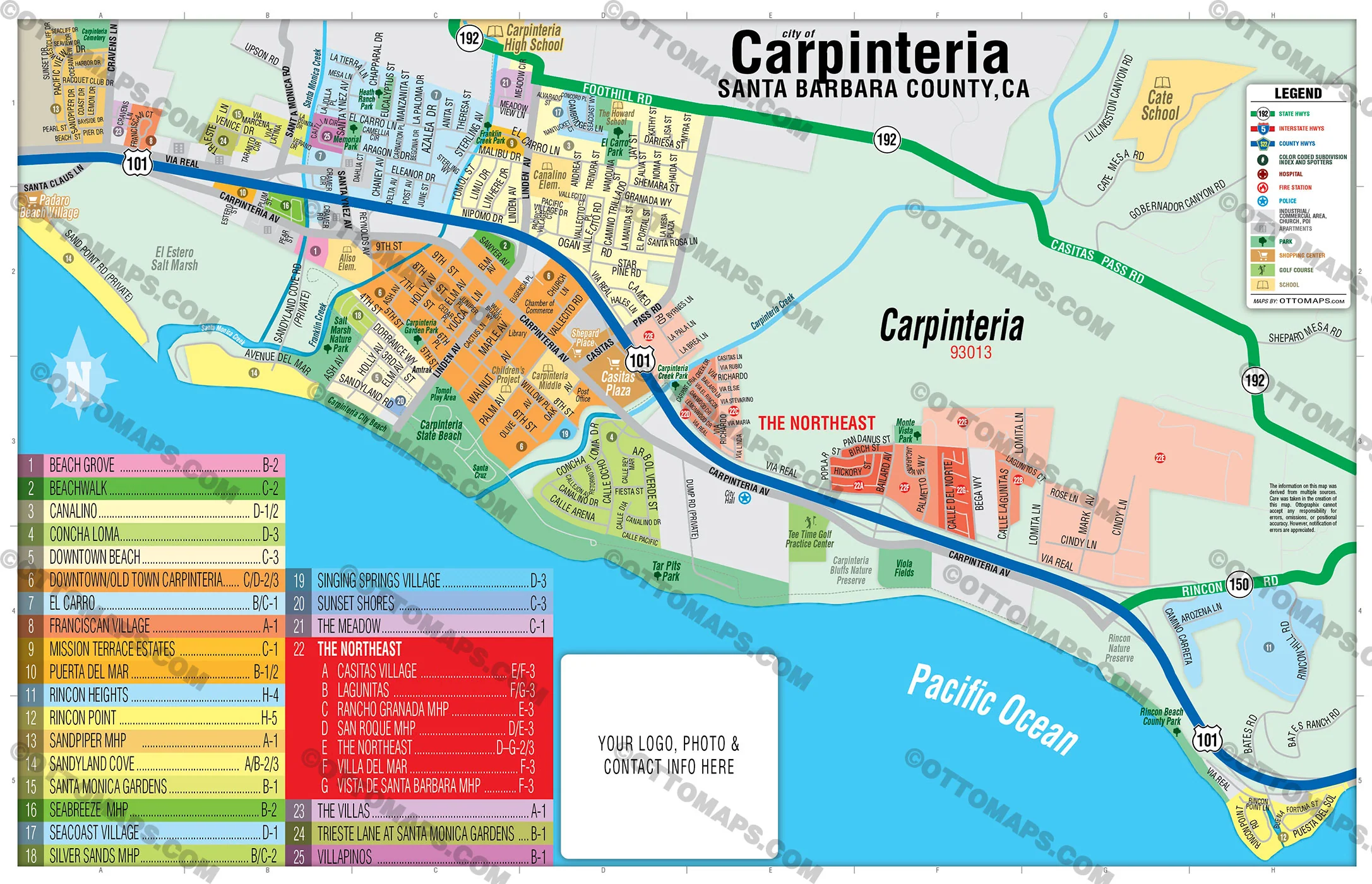 Carpinteria Map, Santa Barbara County, CA - FILES - PDF and AI, editable, vector, royalty free - Image 3