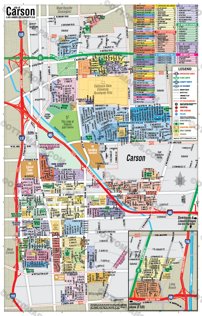 Carson Map, Los Angeles County, CA - FILES - PDF and Adobe Illustrator - Image 3