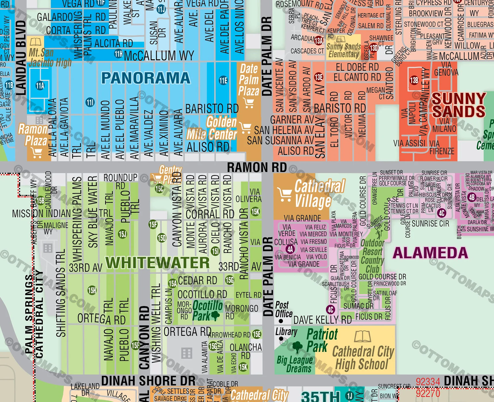 Cathedral City Map, Riverside County, CA - FILES - PDF and AI, editable, vector, royalty free - Image 2