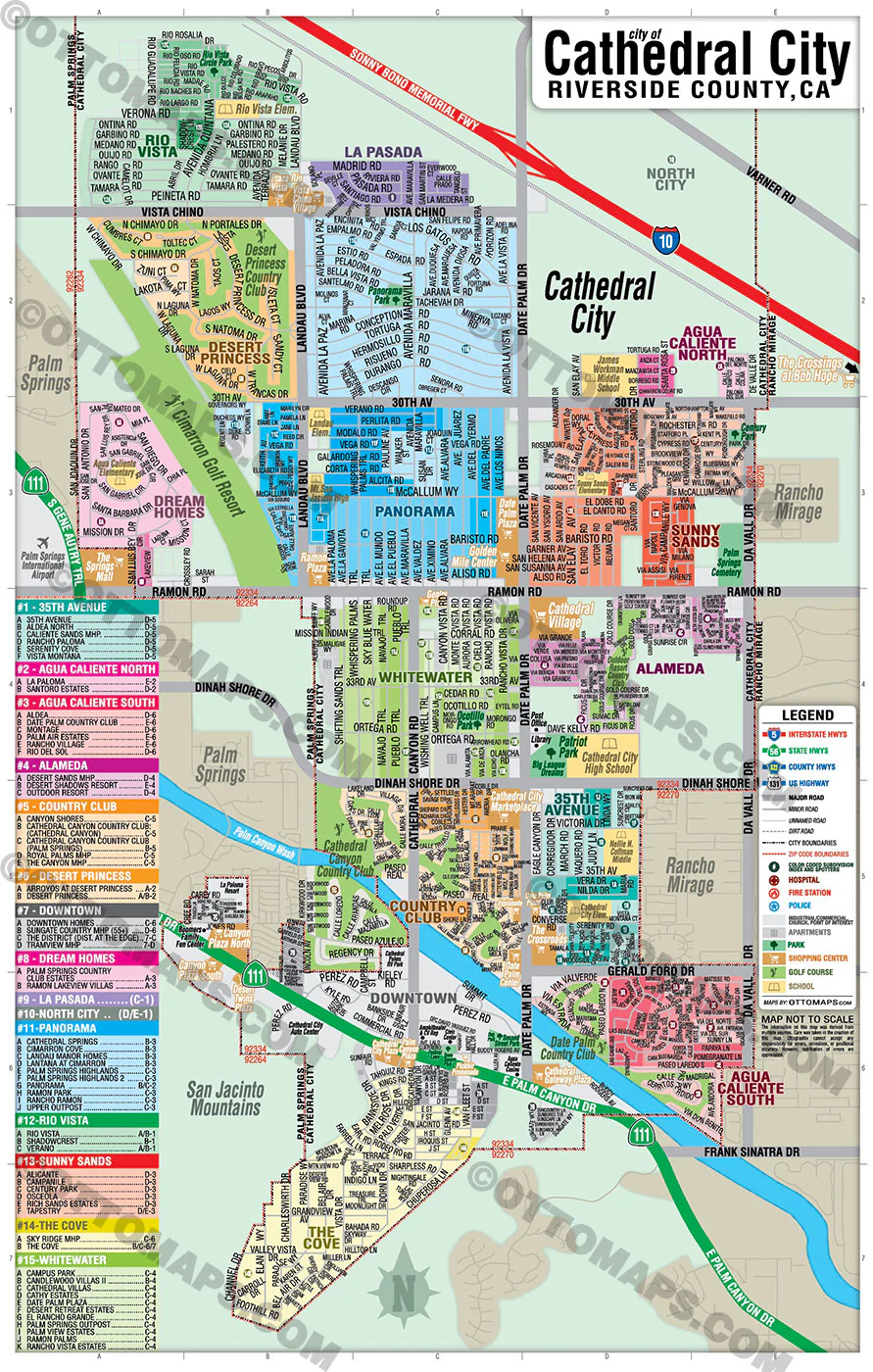 Cathedral City Map, Riverside County, CA - FILES - PDF and AI, editable, vector, royalty free - Image 3
