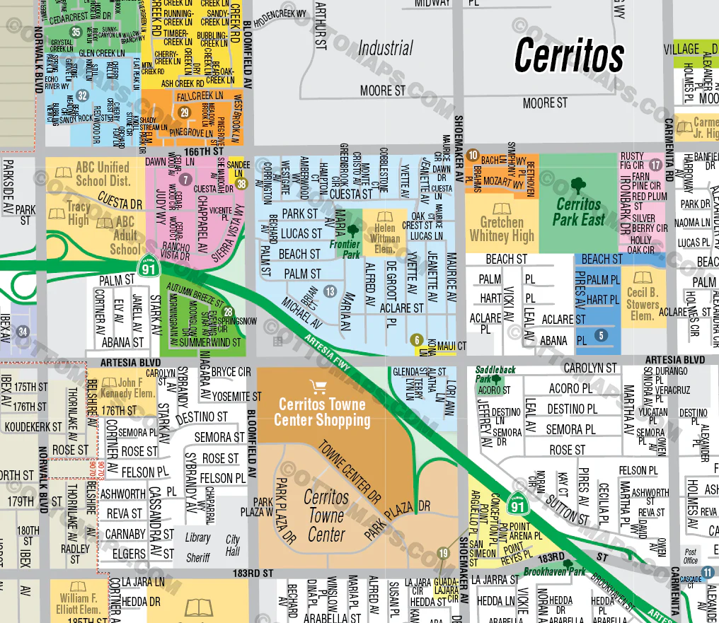 Cerritos Map with Artesia, Los Angeles County, CA - FILES - PDF and Adobe Illustrator - Image 2