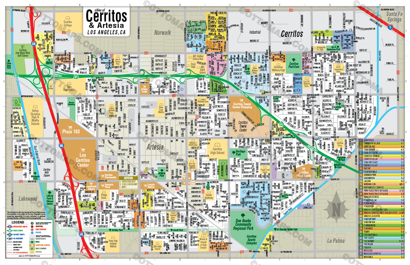 Cerritos Map with Artesia, Los Angeles County, CA - FILES - PDF and Adobe Illustrator - Image 3