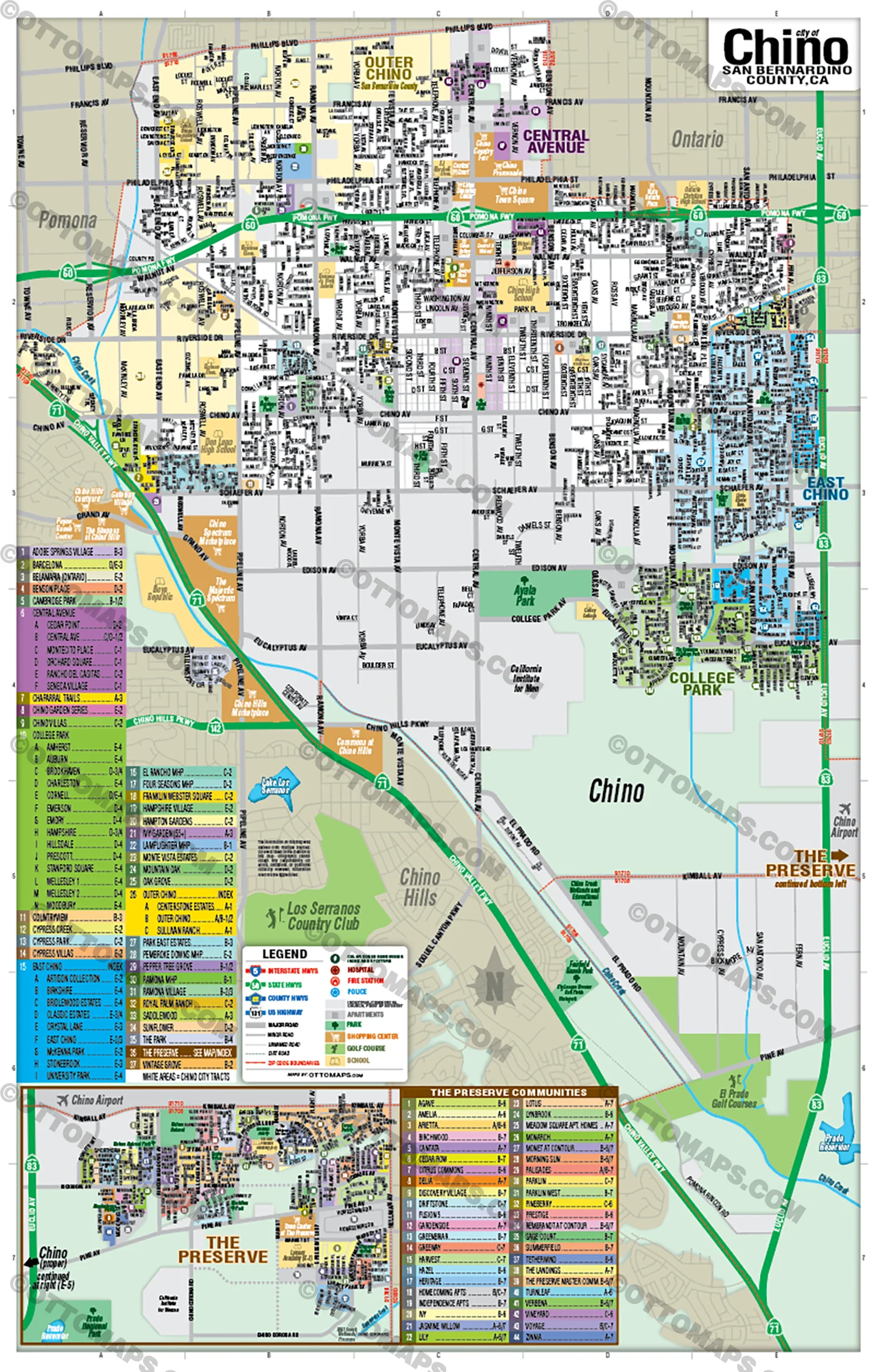 Chino Map, San Bernardino County, CA - FILES - PDF and AI Files, editable, vector, royalty free - Image 2