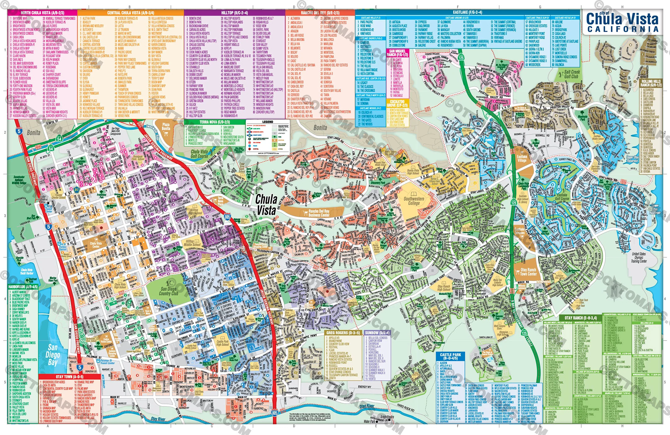 Chula Vista Map, San Diego County, CA - POSTER PRINTS