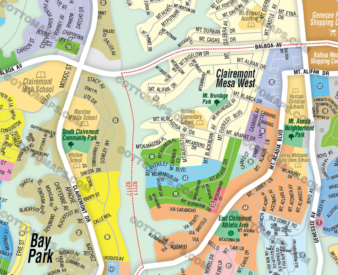 Clairemont Map, San Diego County, CA - FILES - PDF and AI, editable, vector, royalty free - Image 3