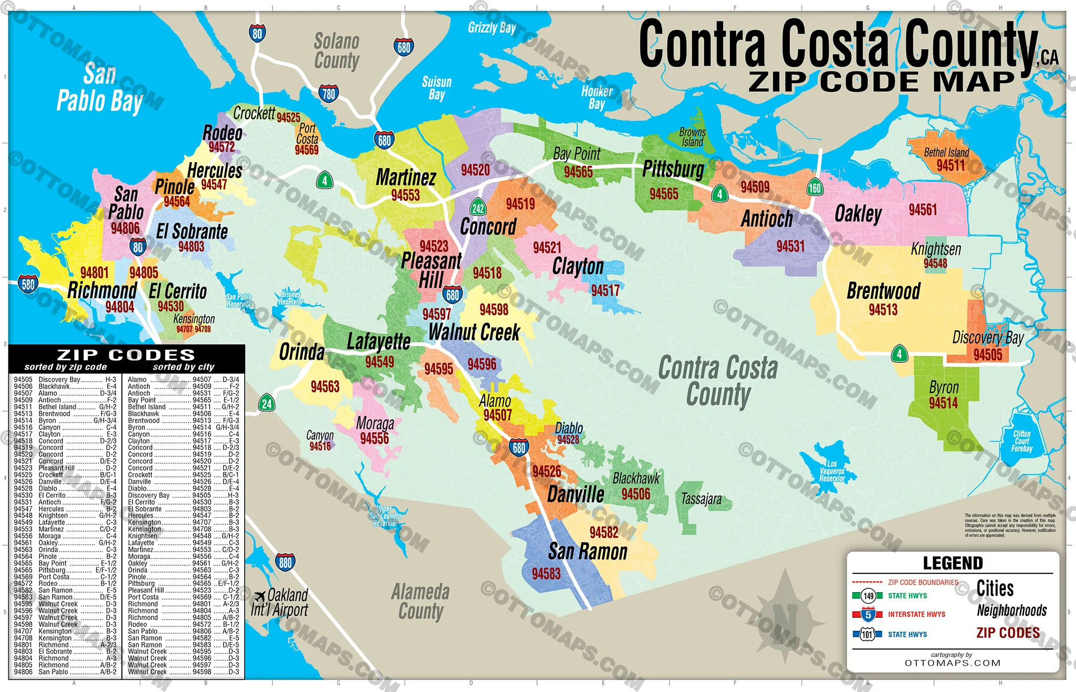 Contra Costa County Zip Code Map - FILES - PDF and AI, editable, vector, royalty free - Image 3