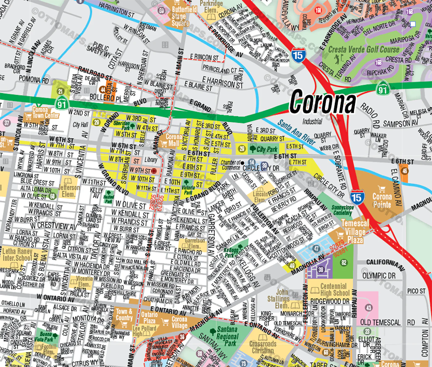 Corona Map with Temescal Valley Map - FILES - PDF and Adobe Illustrator - Image 2