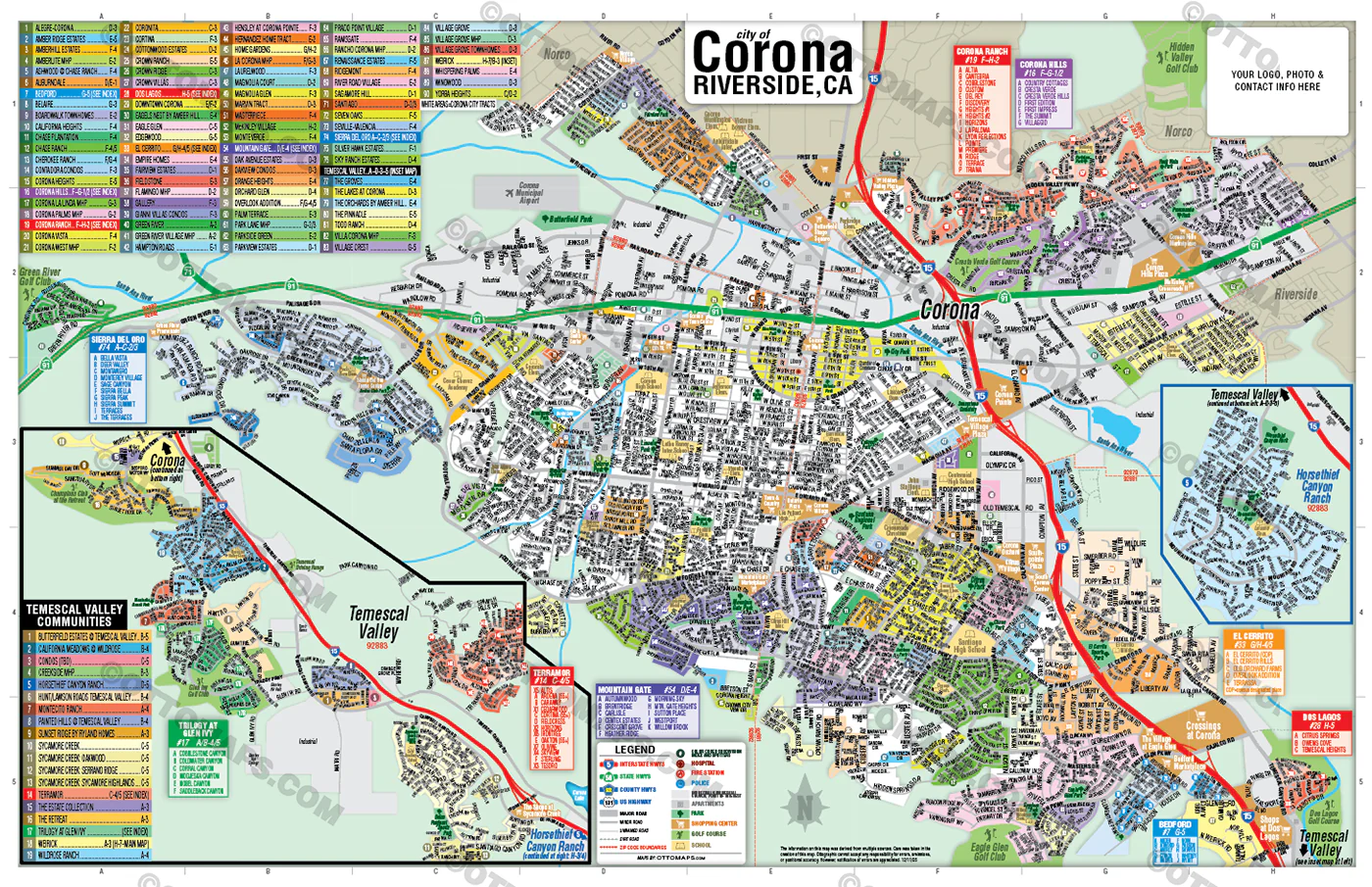 Corona Map with Temescal Valley Map - FILES - PDF and Adobe Illustrator - Image 3