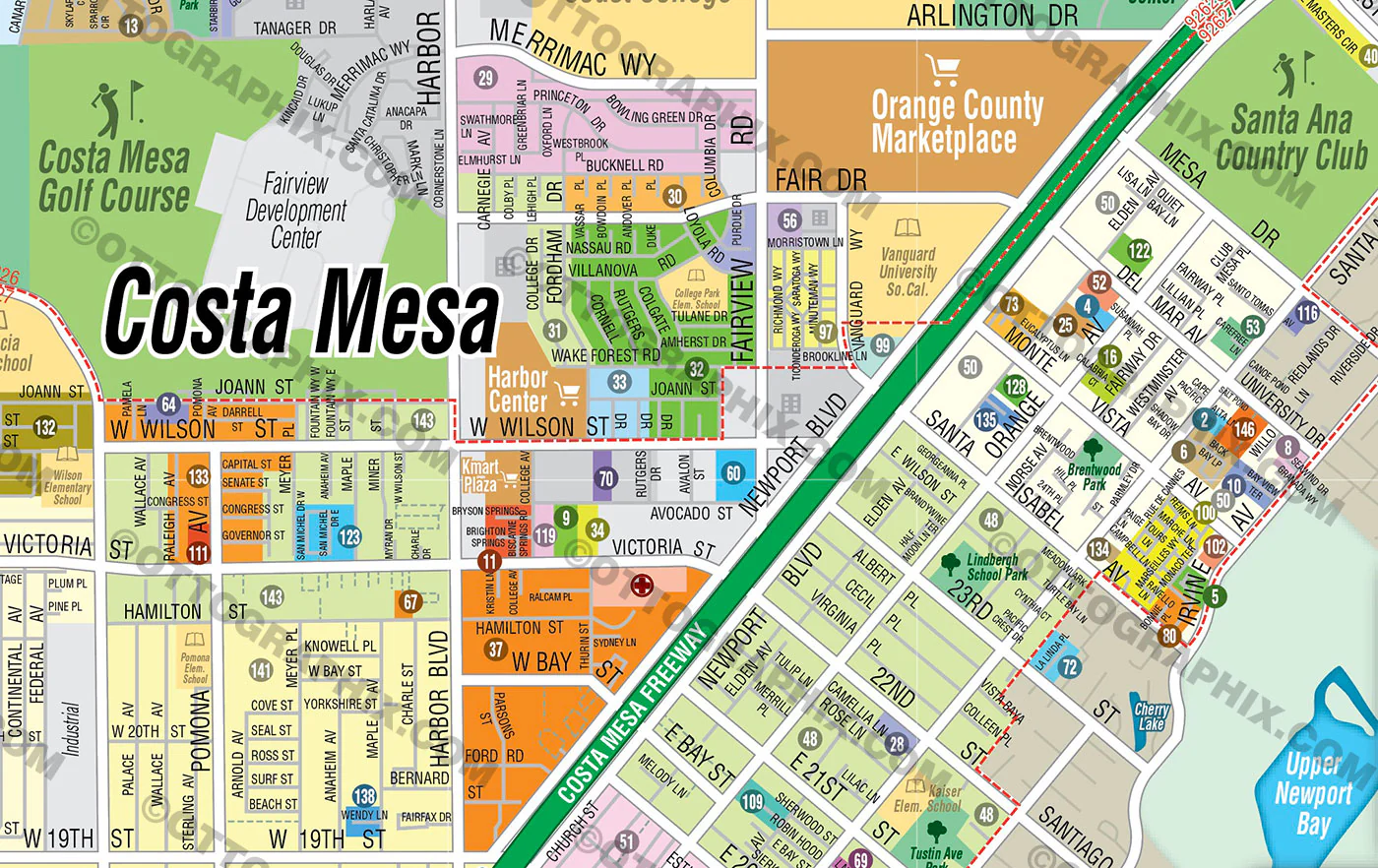 Costa Mesa Map, Orange County, CA - FILES - PDF and AI, editable, vector, royalty free - Image 2