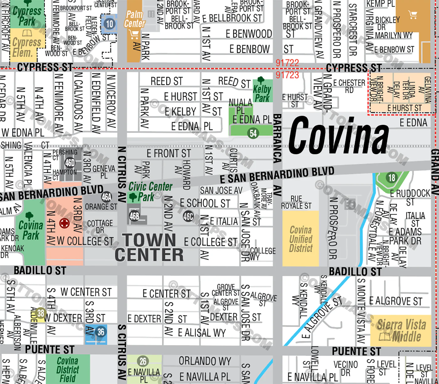 Covina Map, Los Angeles County, CA - FILES - PDF and AI Files, editable, vector, royalty free - Image 2