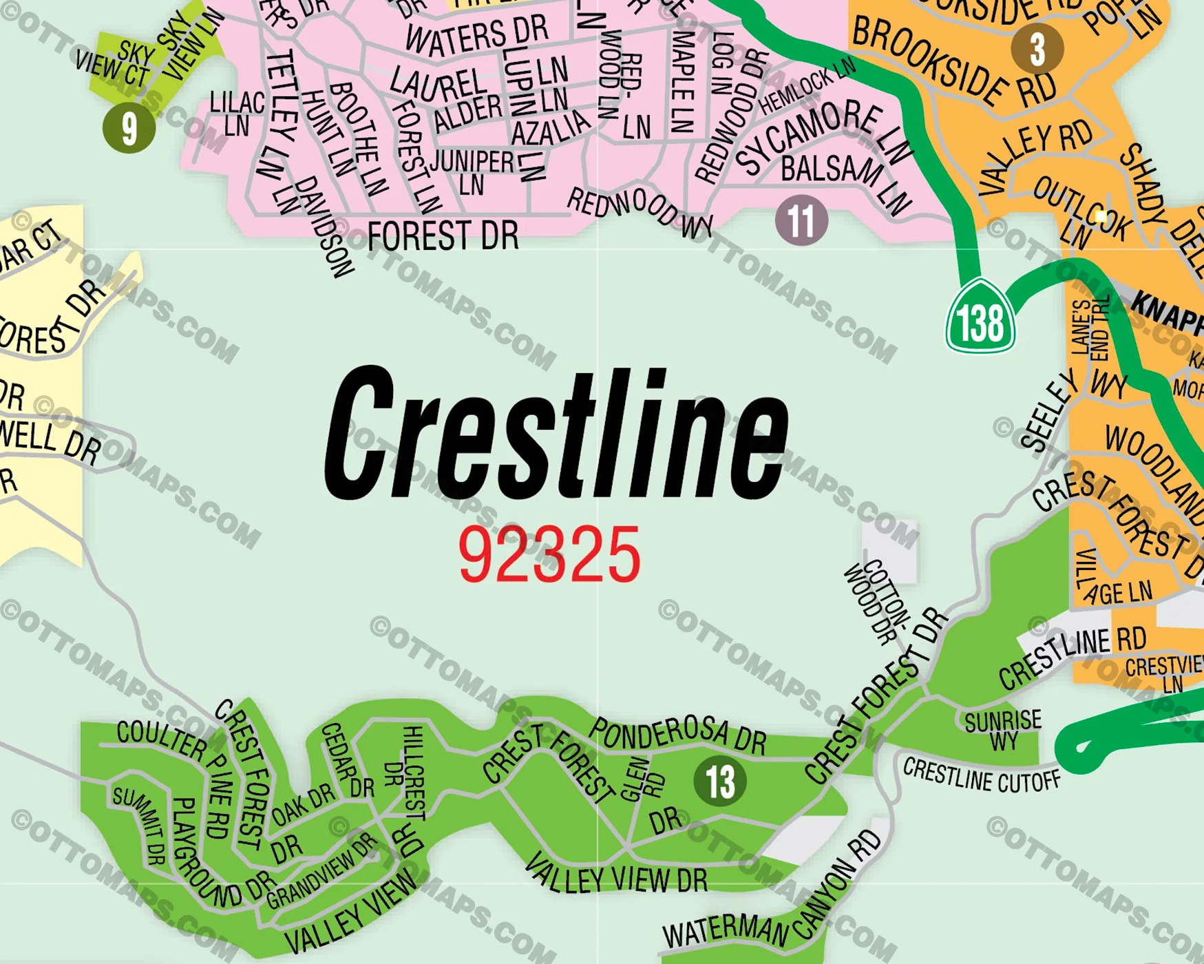 Crestline Map, San Bernardino County, CA - FILES - PDF and AI, editable, vector, royalty free - Image 2