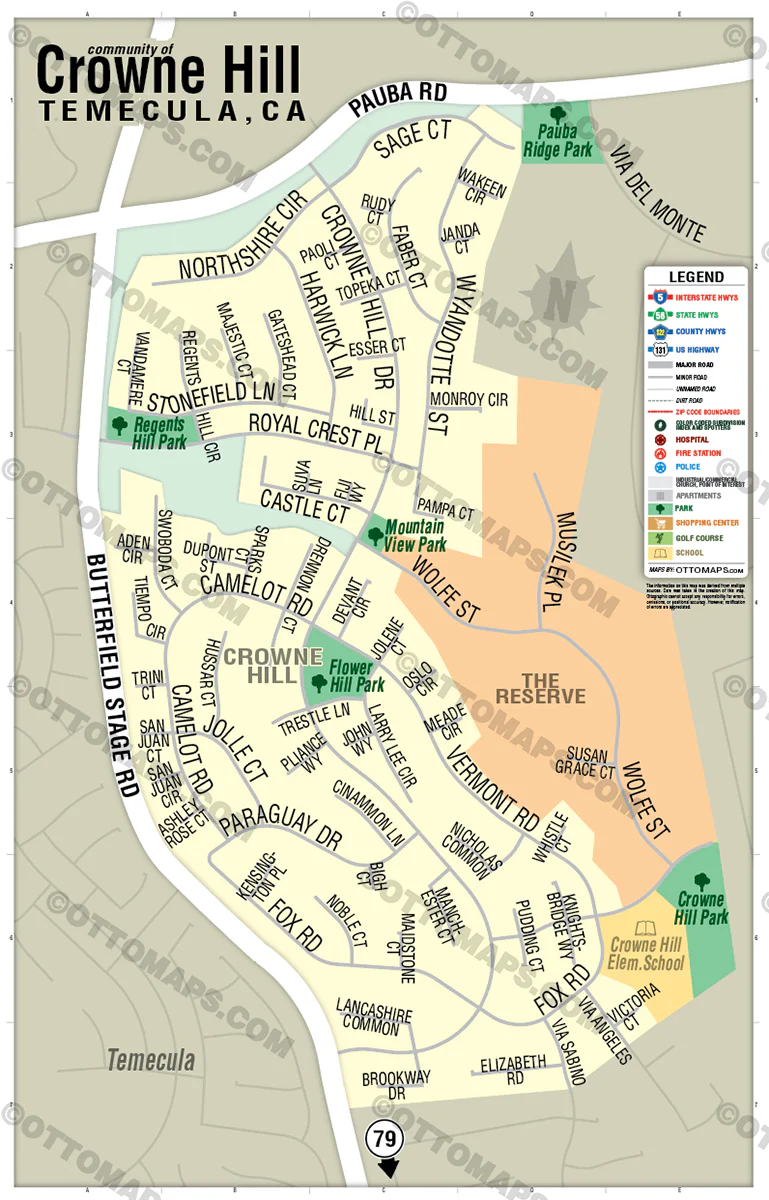 Crowne Hill Map, Temecula, CA - POSTER PRINTS - Image 2