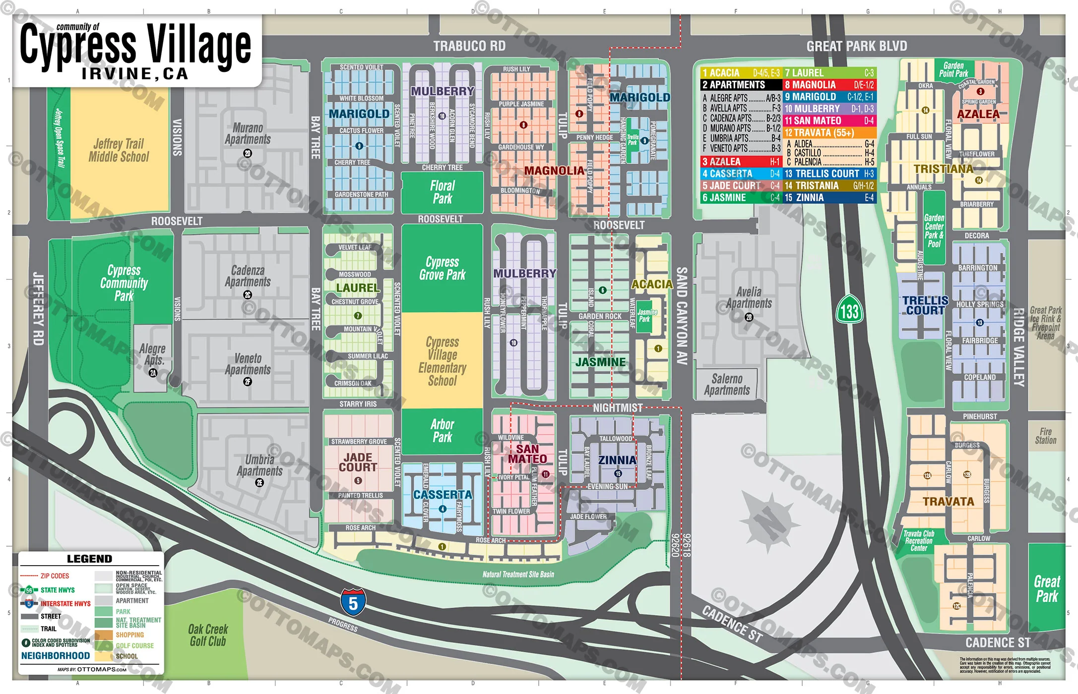 Cypress Village Map, Irvine, CA - POSTER PRINTS