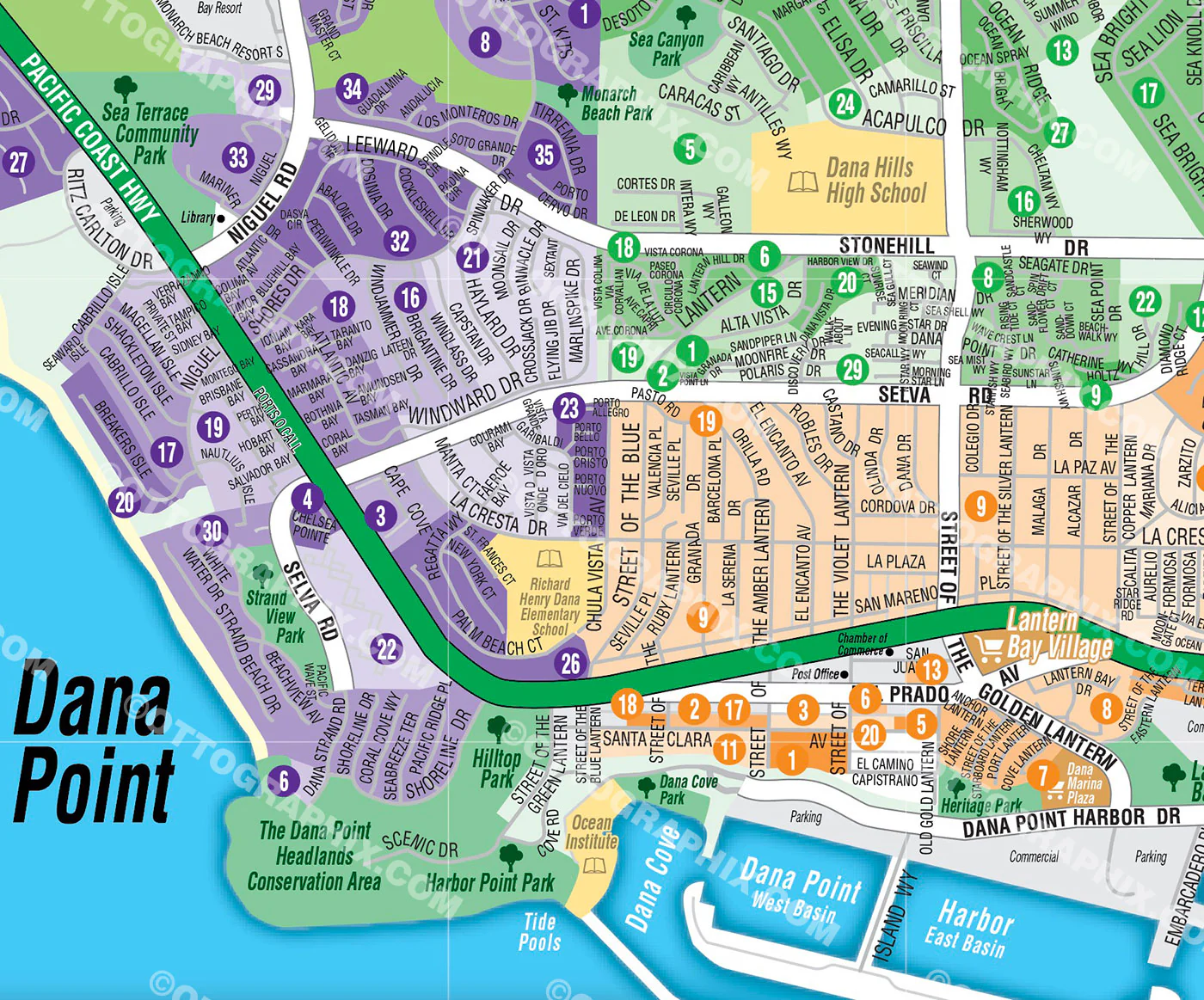 Dana Point Map, Orange County, CA - FILES - PDF and AI, editable, vector, royalty free - Image 2