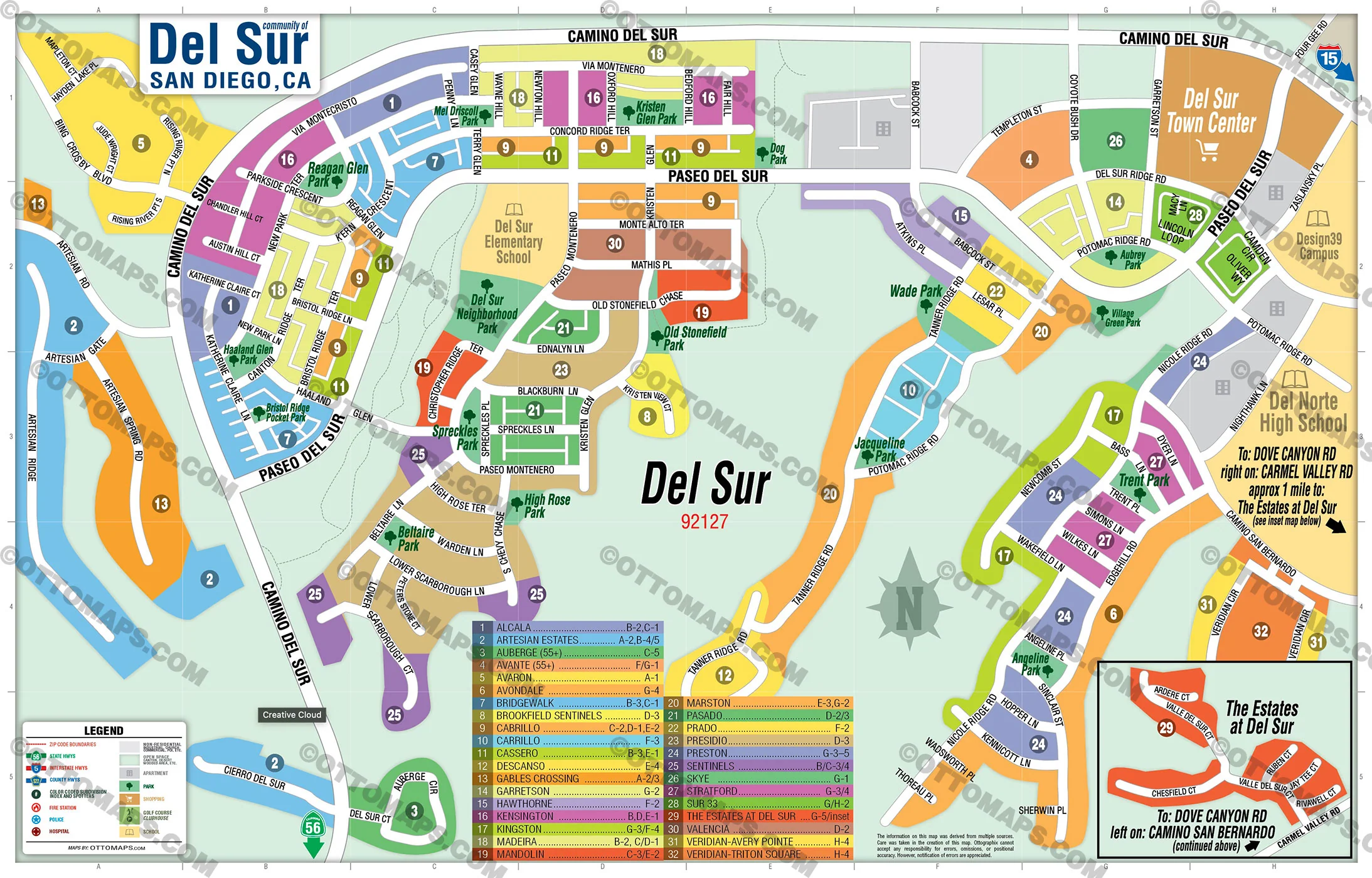 Del Sur Map, San Diego County, CA - FILES - PDF and AI, editable, vector, royalty free - Image 2