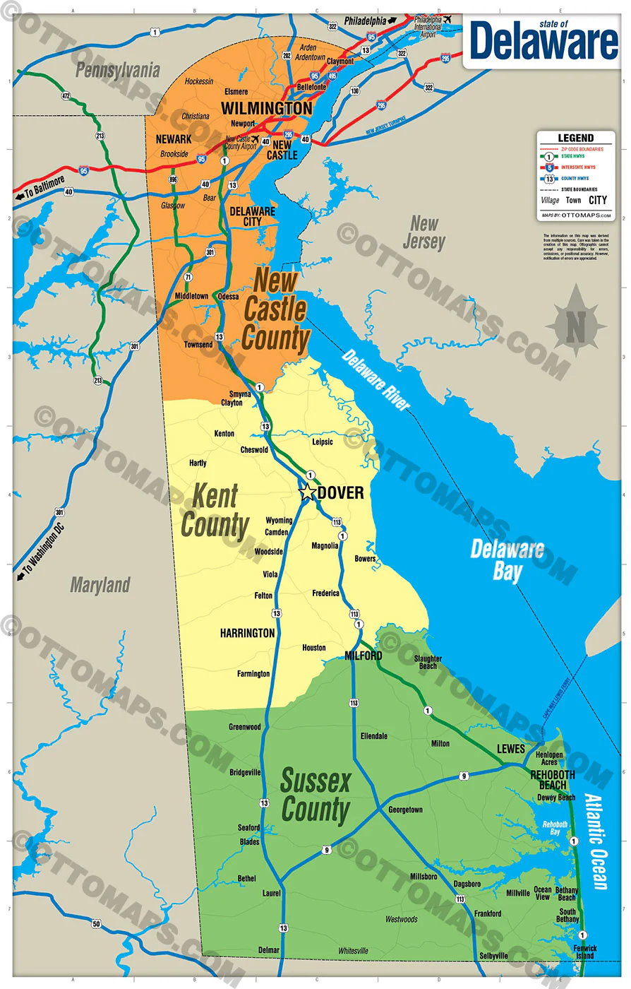 Delaware State Map - FILES - PDF and AI, editable, vector, royalty free - Image 2