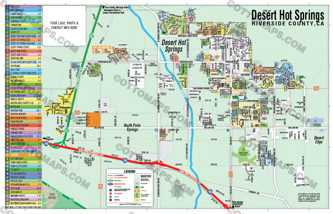 Desert Hot Springs Map, Riverside County, CA - FILES - PDF and AI, editable, vector, royalty free