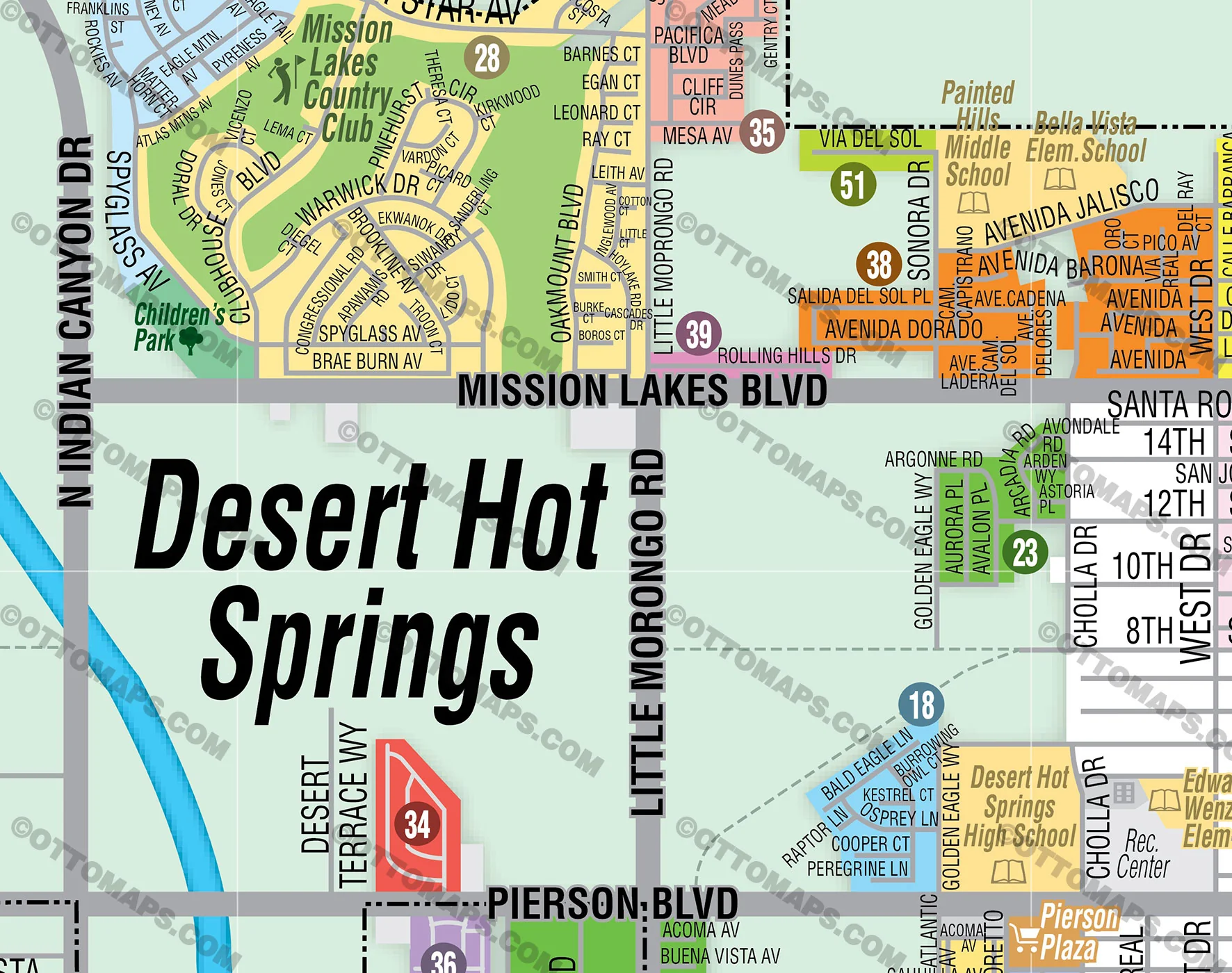 Desert Hot Springs Map, Riverside County, CA - FILES - PDF and AI, editable, vector, royalty free - Image 2