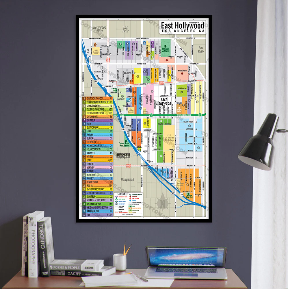 East Hollywood Map, San Diego County, CA - POSTER PRINTS - Image 2