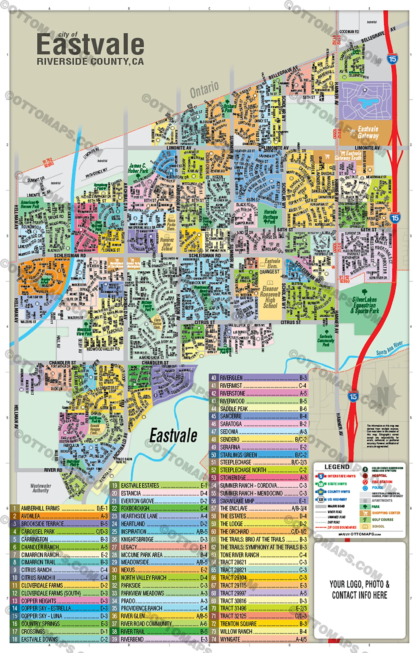 Eastvale, Riverside County, CA - FILES - PDF and AI, editable, vector, royalty free