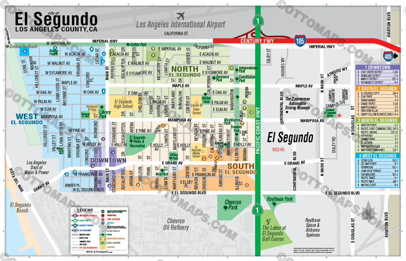 El Segundo Map, Los Angeles County, CA - FILES - PDF and AI Files, editable, vector, royalty free